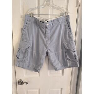 CLASSIC Polo Ralph Lauren Fine Blue Stripe Cargo‎ Shorts Size 42 Preppy